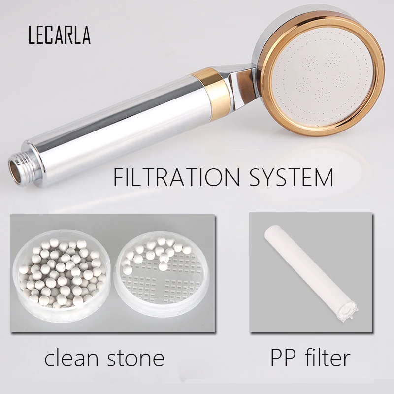 high pressure rainfall water saving plating shower head pp filter clean stone double filtration with universal fitting bathroom free global shipping