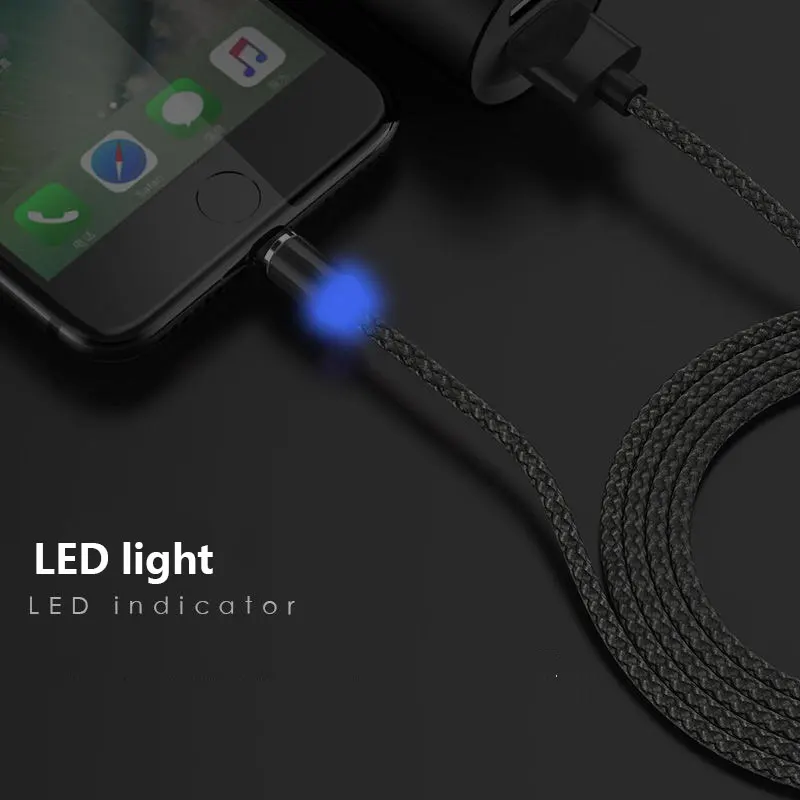 Кабель Micro-USB Магнитный светодиодный свет быстрая зарядка type-c кабели для