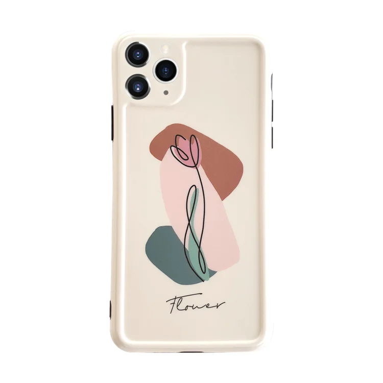 

Retro Art Geometry Letter Tulip Flower Phone Case For iPhone 11 Pro Max Xr X Xs Max 7 8 Puls SE 2020 Cases Soft Silicone Cover