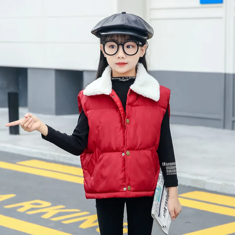 

Kids Down Cotton Vest Baby Plus Velvet Thickened Girls Baby Wear Waistcoat To Protect Warm Children's Vest Autumn Winter Models