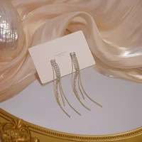 2020 new trendy hot sale womens earrings delicate zircon tassels dangle drop earrings for women brides party jewelry wholesale