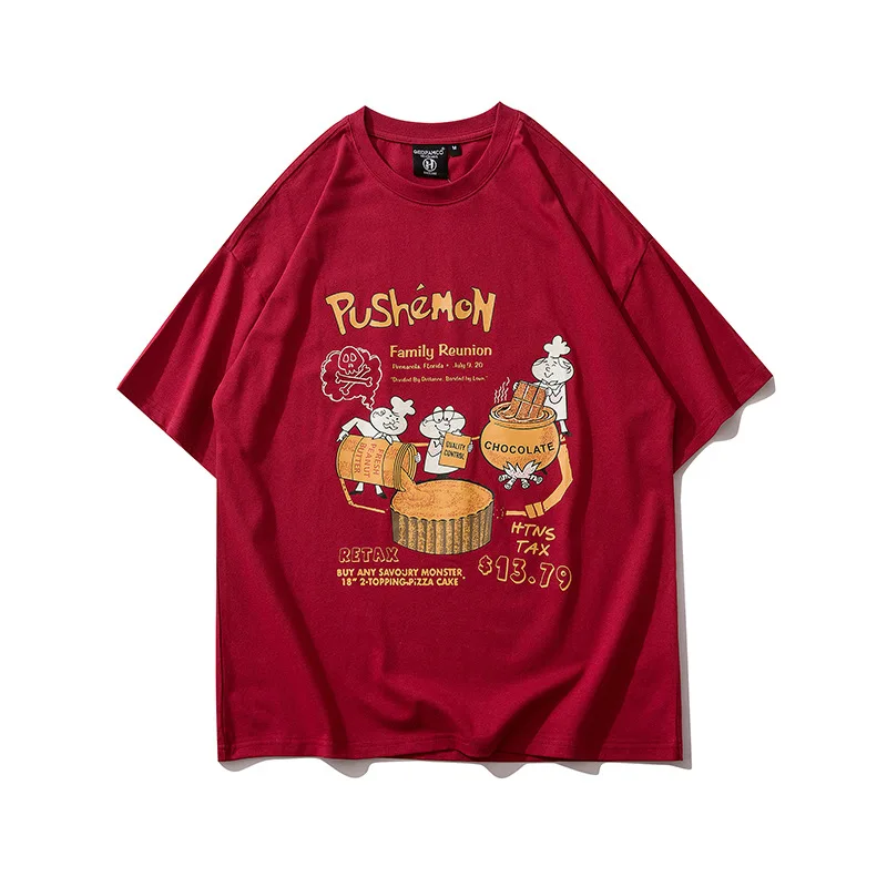 

Dropshipping Harajuku Hip Hop Creative Design Print Tees Couple Tops Men Women Casual Loose Pure Cotton T Shirts Short Sleeve