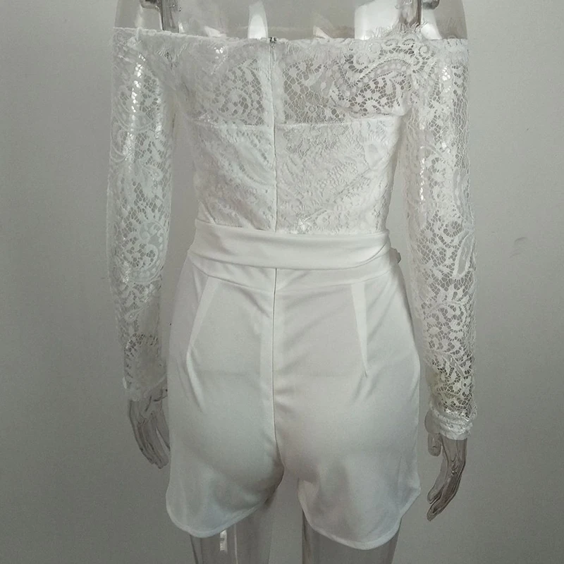 Женский сексуальный однотонный комбинезон с открытыми плечами и длинным