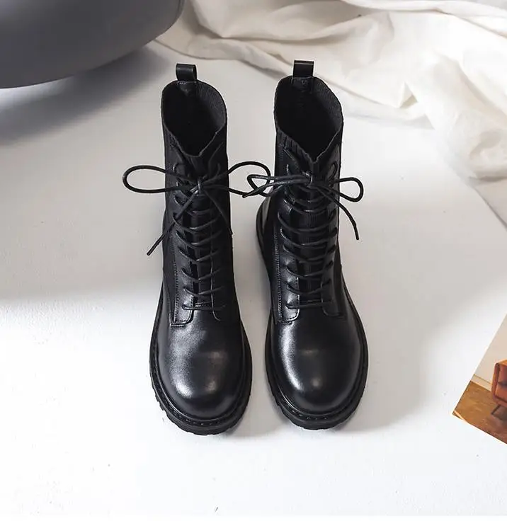 Байкерские ботинки Martin для девочек новинка зима 2019 Подиумные ботильоны