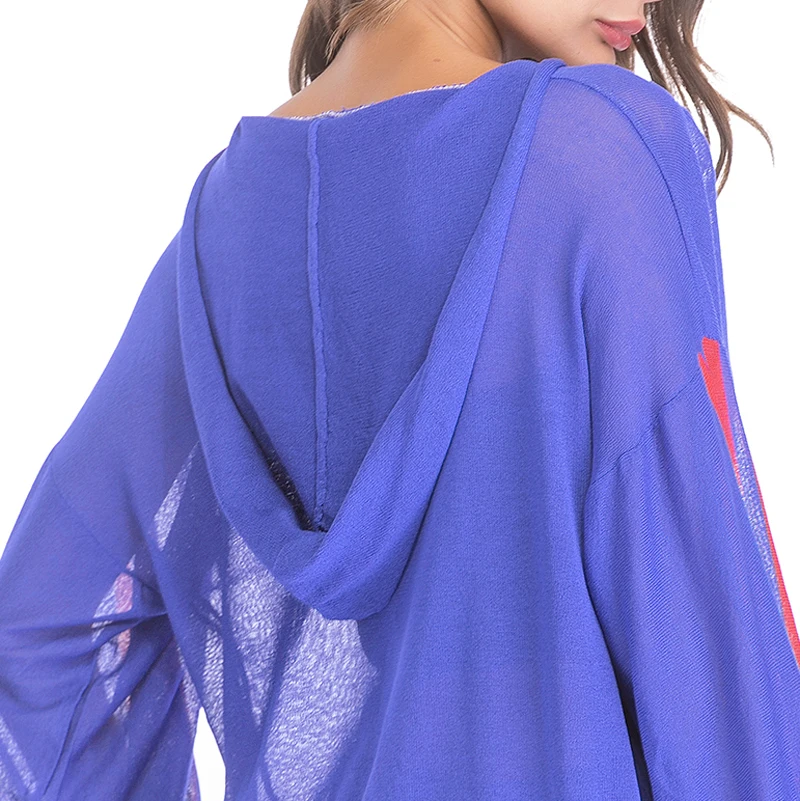 

PGSD Autumn casual Women Thin loose Perspective Sport Hooded pullover Long Sleeve female V-Neck Hoodies Clothes