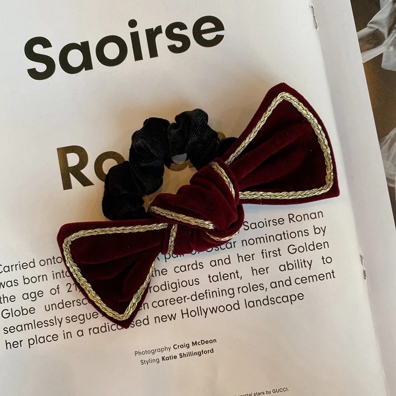 

Girls Fashion Velvet Bow Elastic Hair Bands Tie Hair Accessories for Women Elastic Scrunchies Ponytail Holder