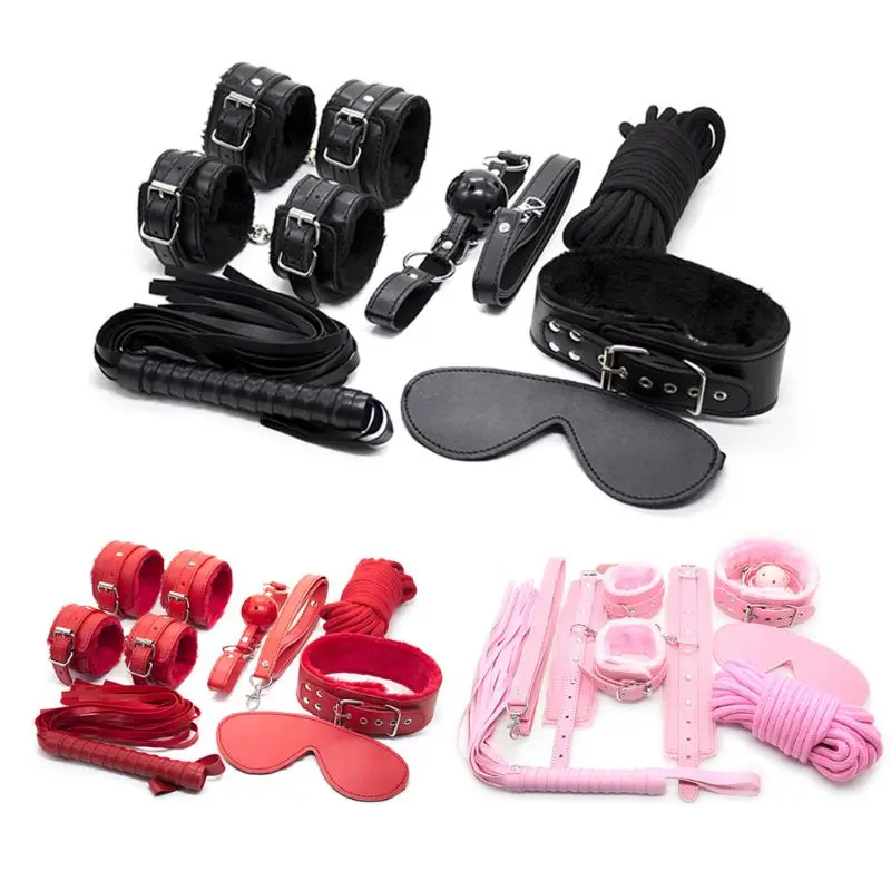 

7Pcs/Set Bundle Binding Set Couple Erotic Games Costume Handcuffs Bondage Kit Q6PB