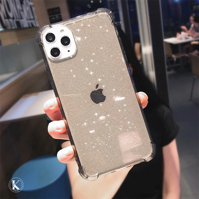 

Four corner protection Soft TPU Shining Glitter Powder Bling Case For iPhone 11 12 Pro 8 7 6s Xr Xs X Xs 12 protection Covers
