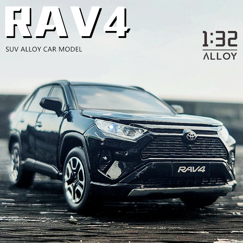 1:32 RAV4 Alloy Car Diecast Sound And Light Pull Back Model Toy Metal Vehicle Mini Simulation Collection Gifts Toys for boys | Игрушки и