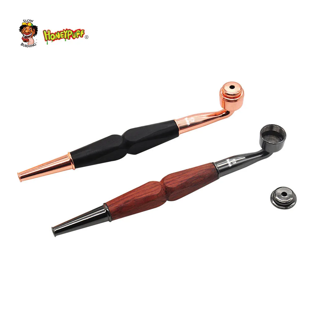 Honeypuff Metal Herb Smoking Pipe Ebony Wood &amp Zinc Alloy 175MM Bowl Cigarette Holder Hand Spoon Pipes | Дом и сад