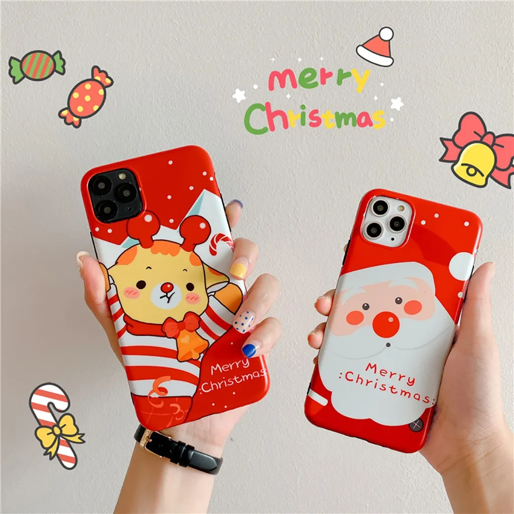 Binmer 6.1 inch Christmas Cute Cartoon Santa Elk Soft TPU Phone Case For IPhone 11 Inches cartoon phone case |