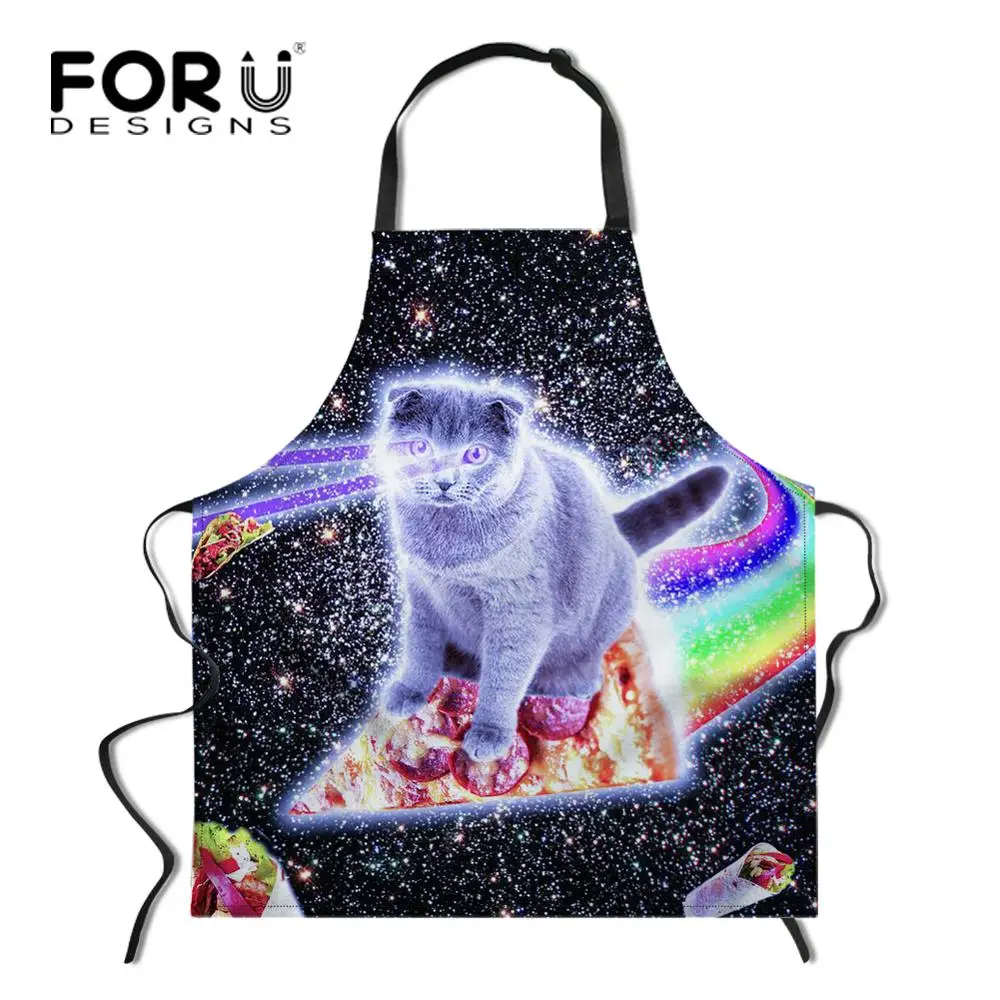 YY0754R FORUDESIGNS/Космический Galaxy Cat кухонный фартук в стиле унисекс Регулируемый поварский фартук без рукавов для приготовления барбекю - Цвет: YY0754R