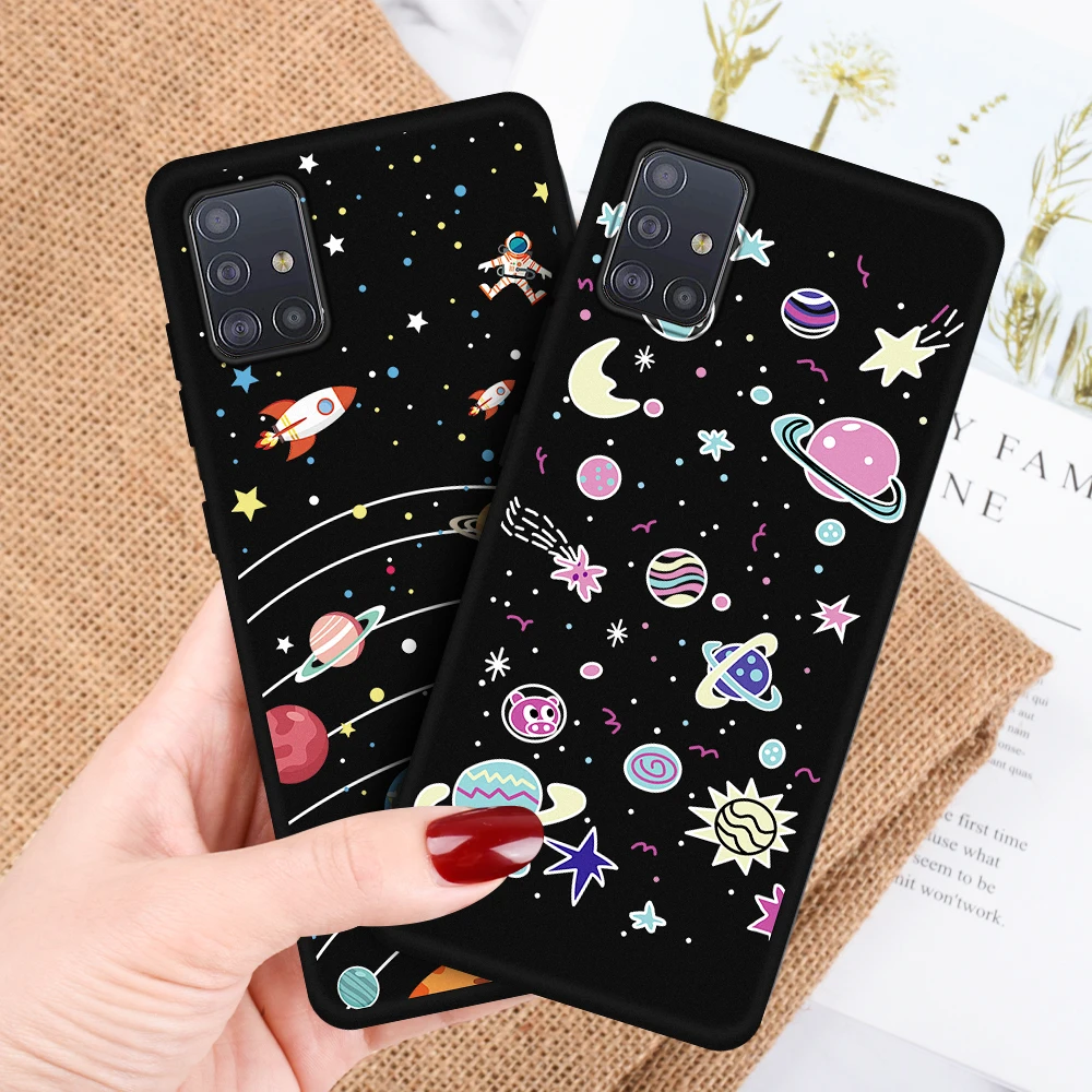 Sky Planet Patterned Case For Samsung Galaxy A51 A71 A50 A70 Black TPU Silicone Phone A 51 50 A515F |