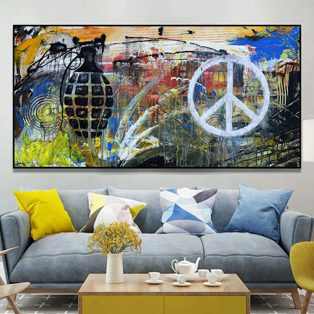

Abstract War And Peace Art Poster And Prints Graffiti Street Art Painting On Canvas Wall Picture For Living Room Decoration