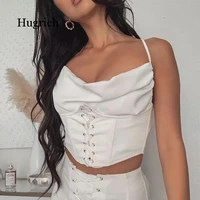 spaghetti strap sexy crop top black women backless wrap 2021 white summer party corset sleeveless tank tops
