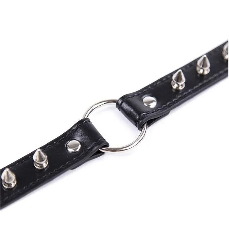 Новинка Черное Кожаное ошейник с заклепками соблазнительный поводок для БДСМ