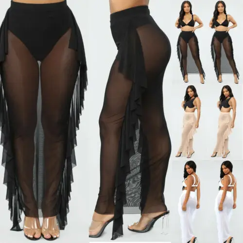 Лидер продаж модная прозрачная летняя пляжная одежда с оборками накидка