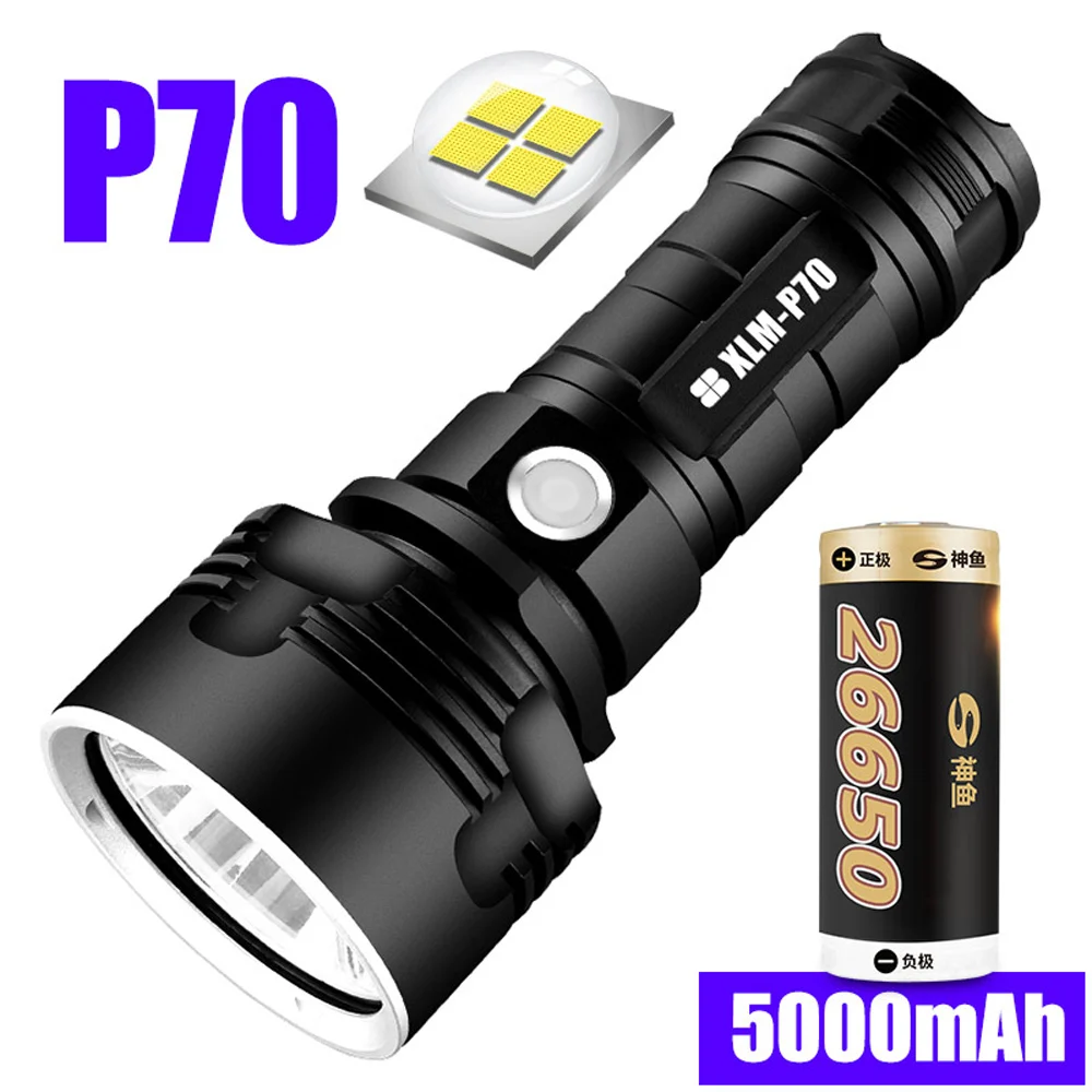 

Super Powerful LED Flashlight L2 P70 Tactical Torch USB Rechargeable Waterproof Lamp Ultra Bright Lantern Camping Outdoor Light