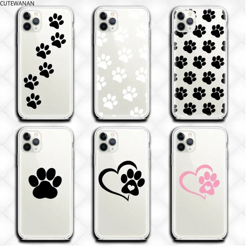 

Hot best friends Dog paw Phone Case Clear for iphone 13 12 11 Pro max mini XS 8 7 Plus X SE 2020 XR cover