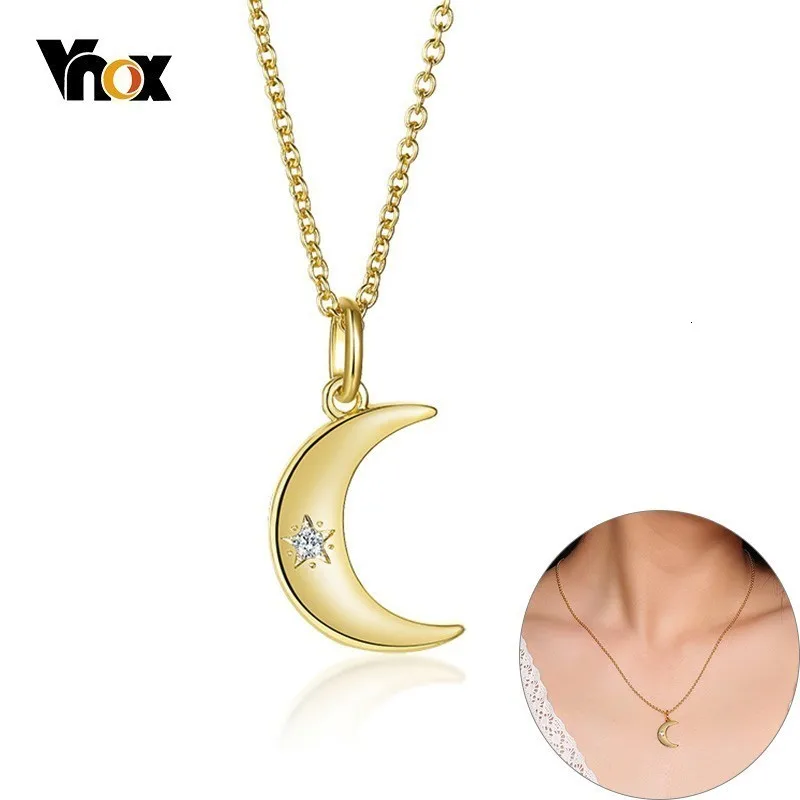 Vnox Элегантные Подвески с Луной и звездой для женщин золотого цвета колье монет