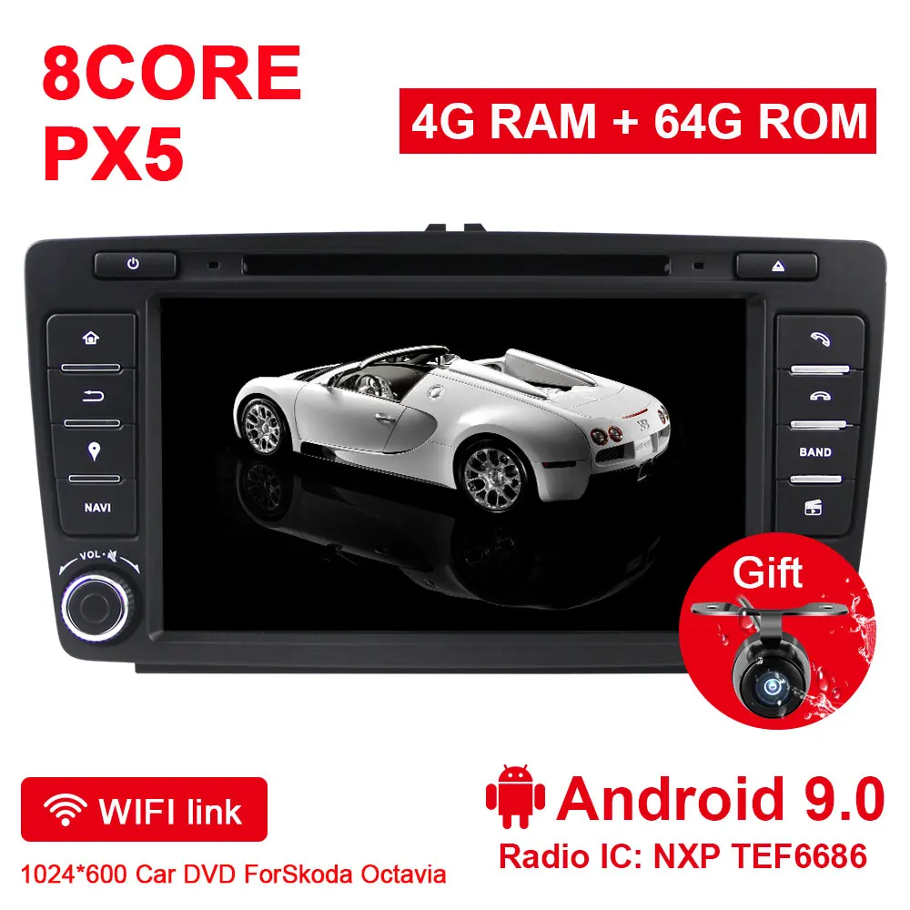 Android 9.0 4G 64G Eunavi Восьмиядерный 2 din 8 ''Android 9,0 4G ram автомобильный dvd-плеер для Skoda Octavia A7 gps навигация радио мультимедиа DAB - Цвет: Android 9.0 4G 64G