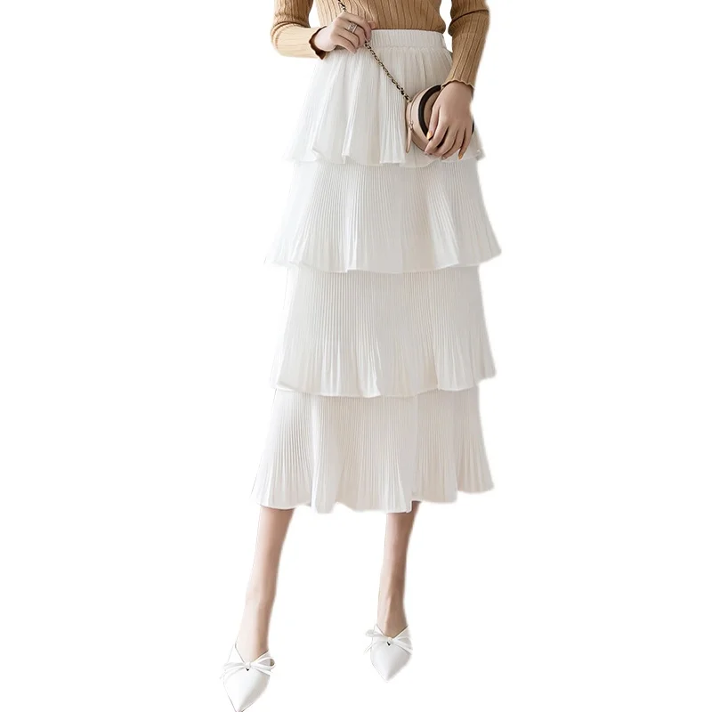 

Siddons New 2021 Spring And Summer Ruffle Pleated Skirt Four Layer Cake Skirt 95% Polyester A Fashion Women's Skirt