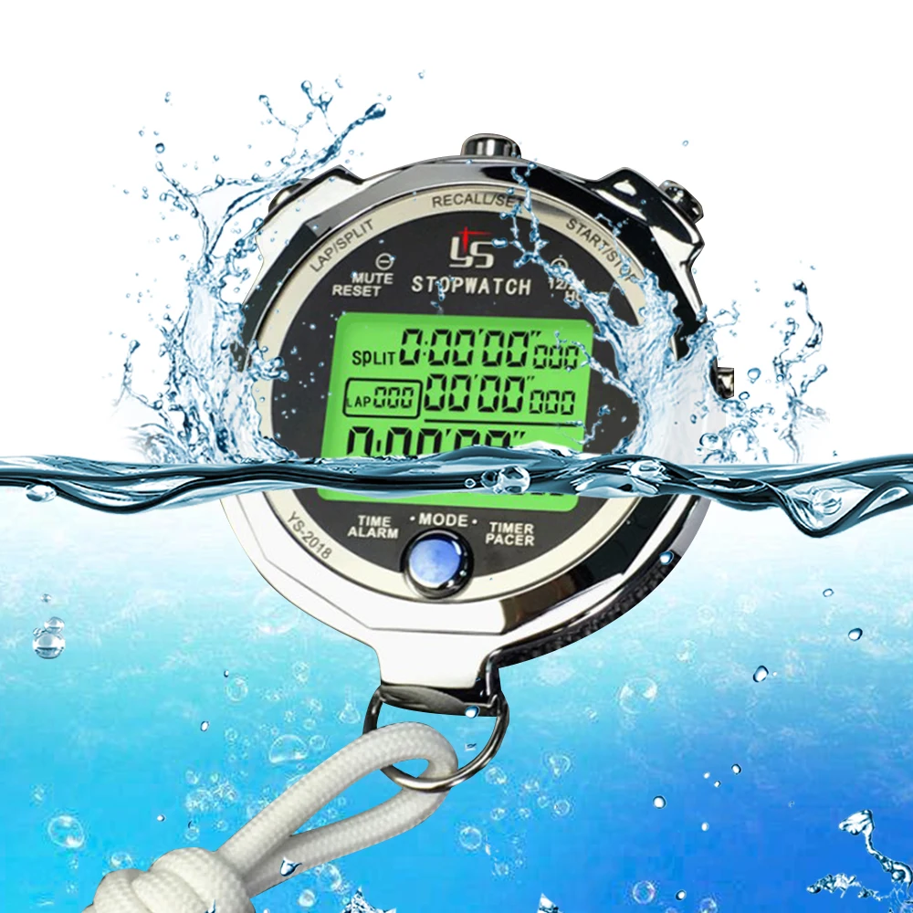 Cronómetro resistente al agua, cronómetro luminoso de 0.001 segundos, 100 canales, memoria, para correr, entrenamiento, pista de campo