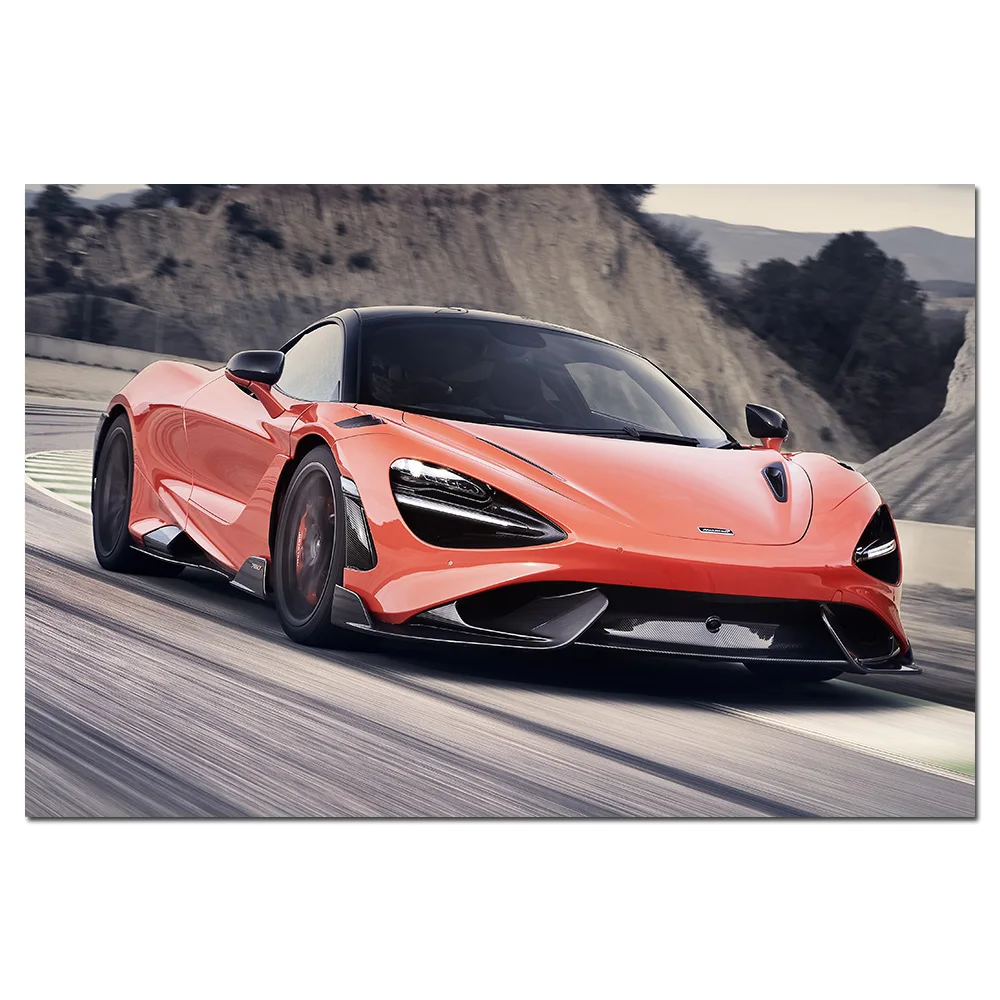 Mclaren 765LT оранжевый плакат с суперкаром печати для домашнего декора стены