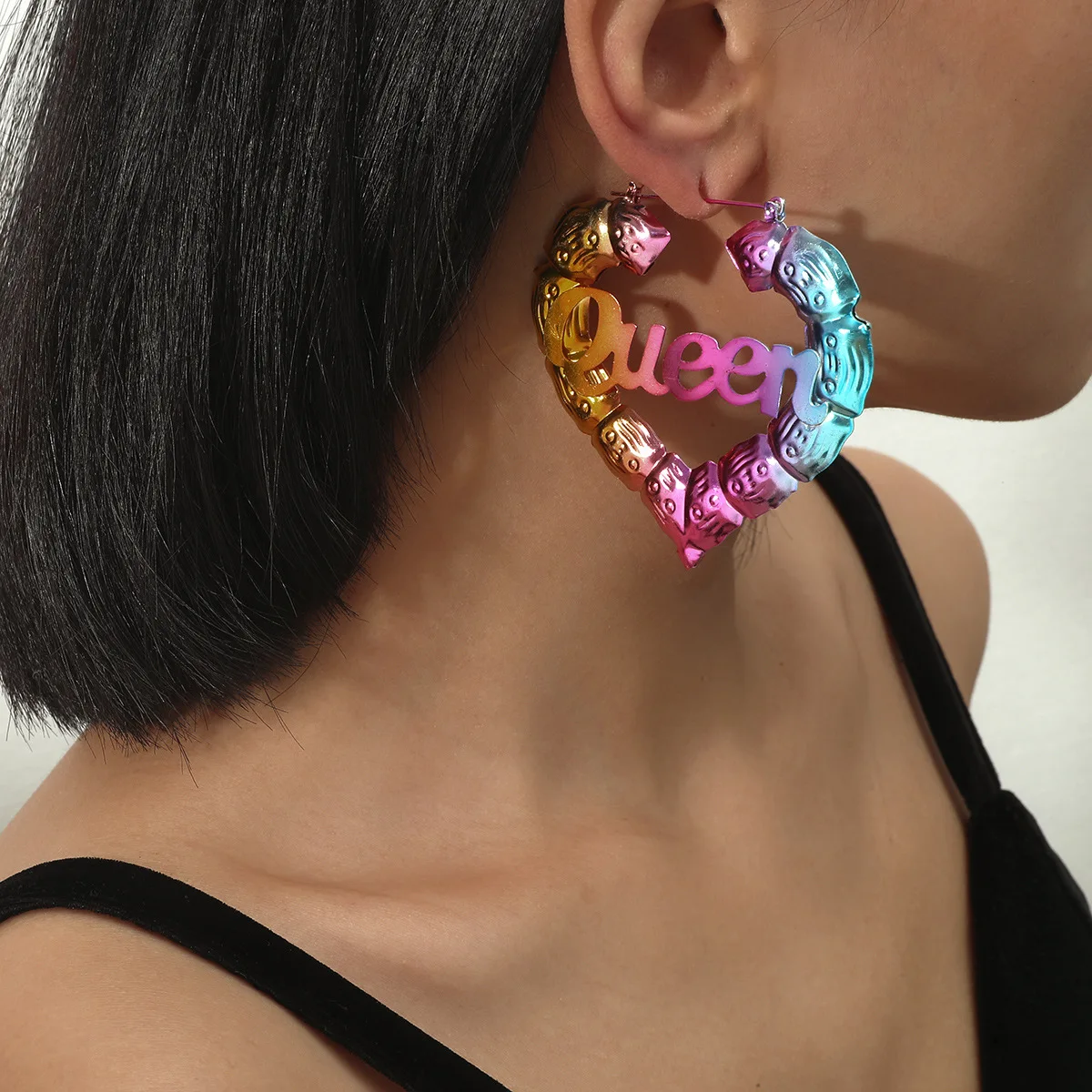 

New Fashion multicolour Heart Name Earring Custom Letter Earring For Women Girl Weddings Party Jewelry Gift