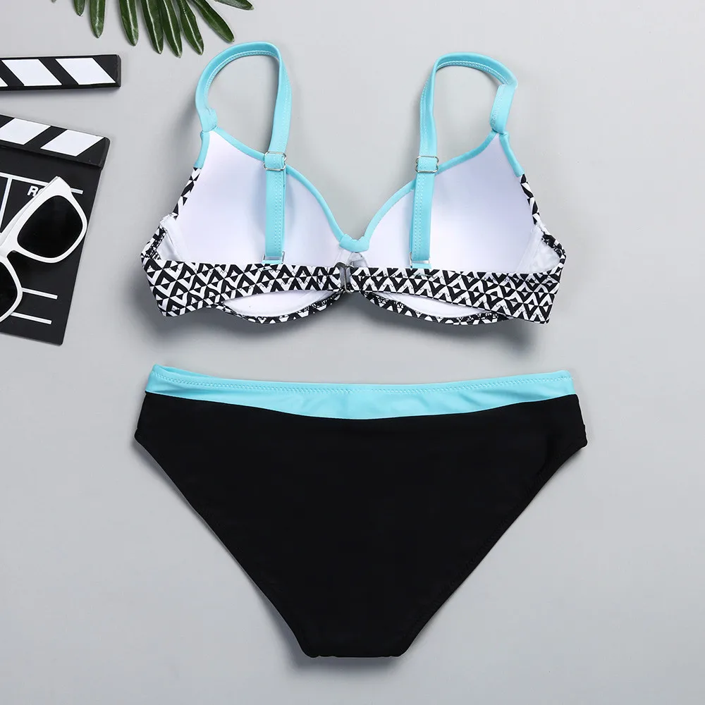 

66# Womens Padded Push-up Bra Bikinis Set Swimsuit Bathing Suits Swimwear Beachwear Patchwork Women's Bathing Vintage Swimming