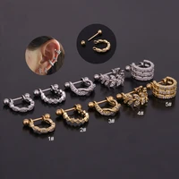 20g0 8mm stainless steel barbell with cz hoop cartilage helix daith rook lobe earring ear piercing jewelry