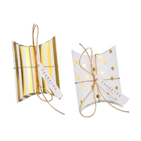 stripe favor candy box bag new craft paper pillow shape wedding favor wave point gift boxes pie party box bags bronzing