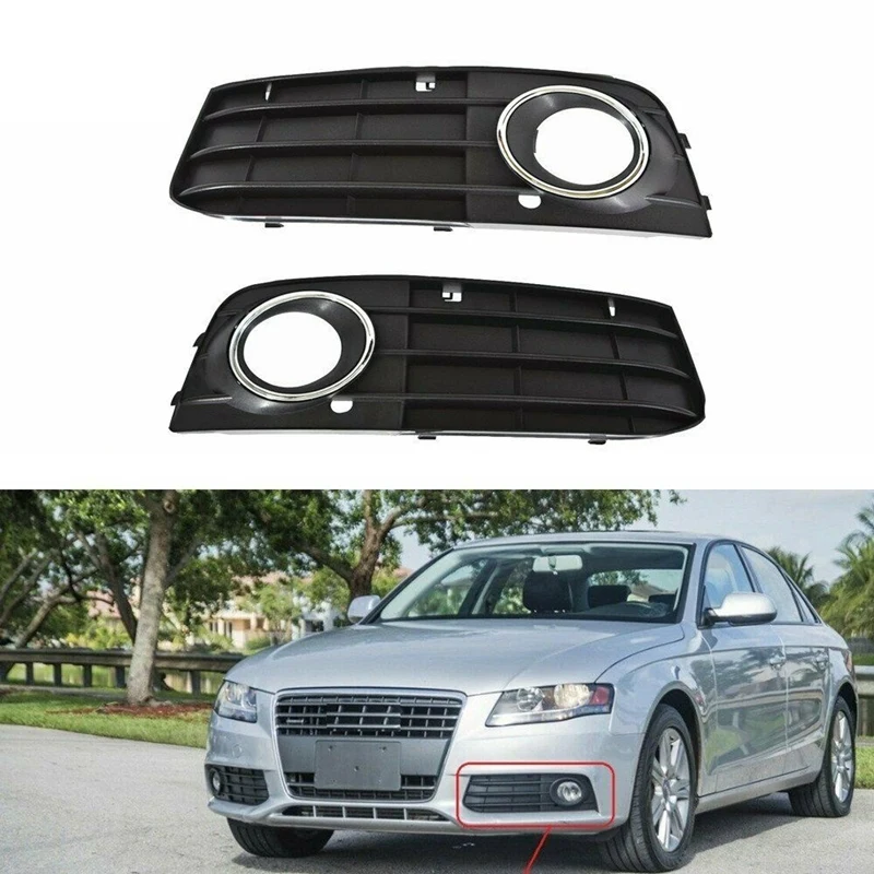 1 Pair Car Front Bumper Fog Light Grille Grill Cover for - A4 B8 A4L 2009-2012 8KD 807 682 01C 681 | Автомобили и мотоциклы