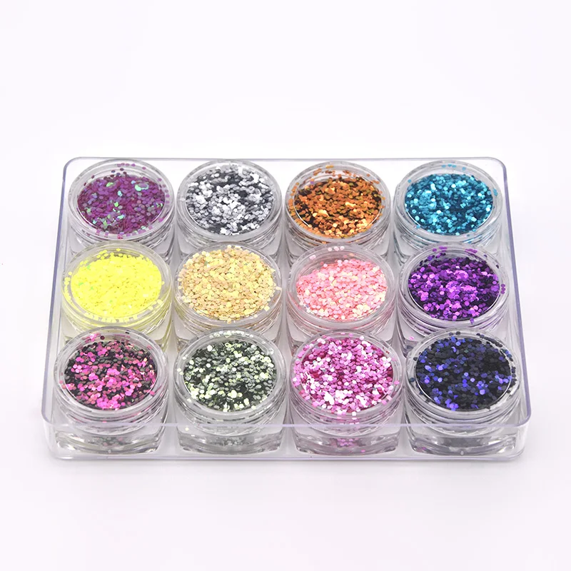 Сменный цвет блеск 12 цветов набор наборы для подводки глаз макияж ногтей ремесло