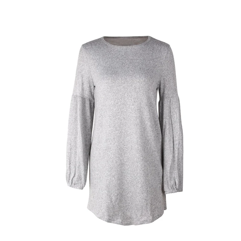 Женское трикотажное женское платье свитер осень зима длинный рукав o образный