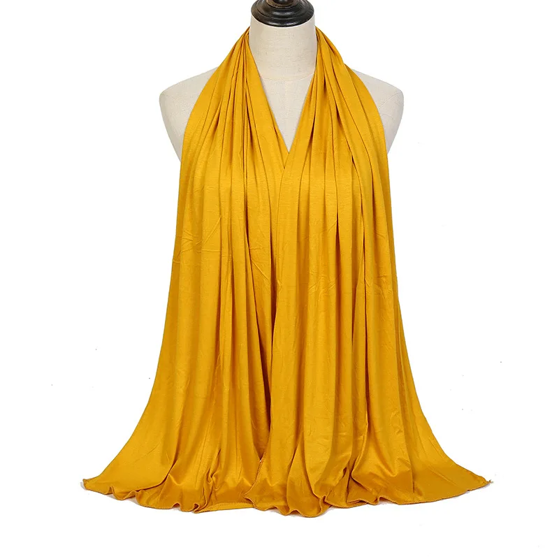 Fashion Modal Cotton Jersey Hijab Scarf Long Muslim Shawl Plain Soft Turban Tie Head Wraps For Women Africa Headband 170x60cm images - 6
