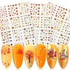 Наклейки для дизайна ногтей, 12 дизайнов, водные наклейки для ногтей, сердце, любовь, индейка, кленовый лист, слайдер, татуировка, маникюр, декор BEBN361-372