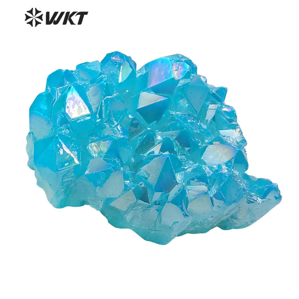 

WT-G118 Wholesale Large Blue Aura Quartz Cluster Beautiful Light Bright Baby Pastel Blue Aurora Quartz Crystal