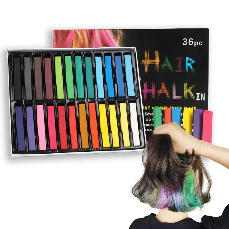 

Temporary 24 Colors Crayons for Hair Non-toxic Hair Color Chalk Dye Pastels Stick DIY Styling Tools for Girls Kids Party Cosplay