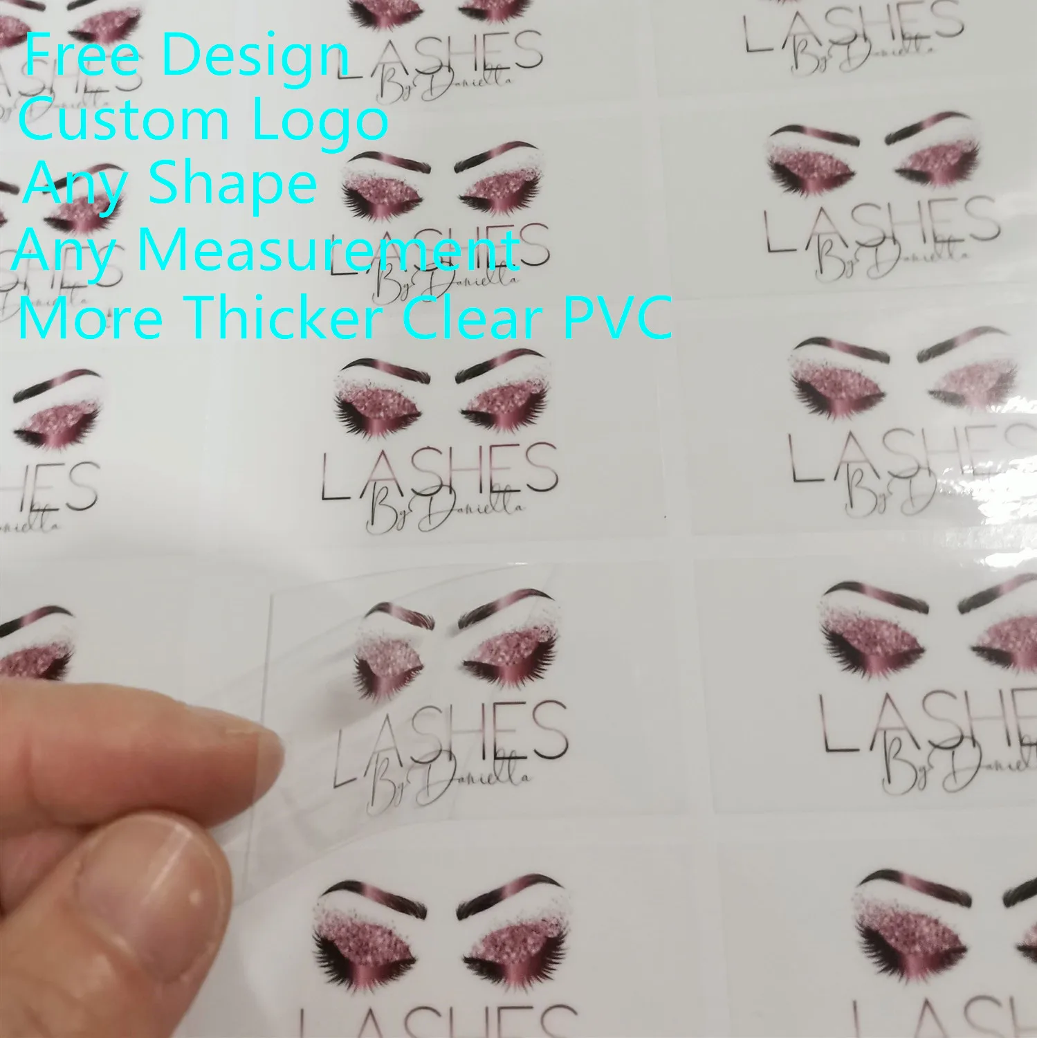 

Glossy/Matte Waterproof Clear PVC Eyelash Box Packing Sticker Label With Custom Logo Printing