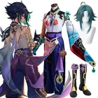 Косплей-костюм Genshin Impact Xiao, парик, туфли, кимоно, Униформа, костюмы для Хэллоуина