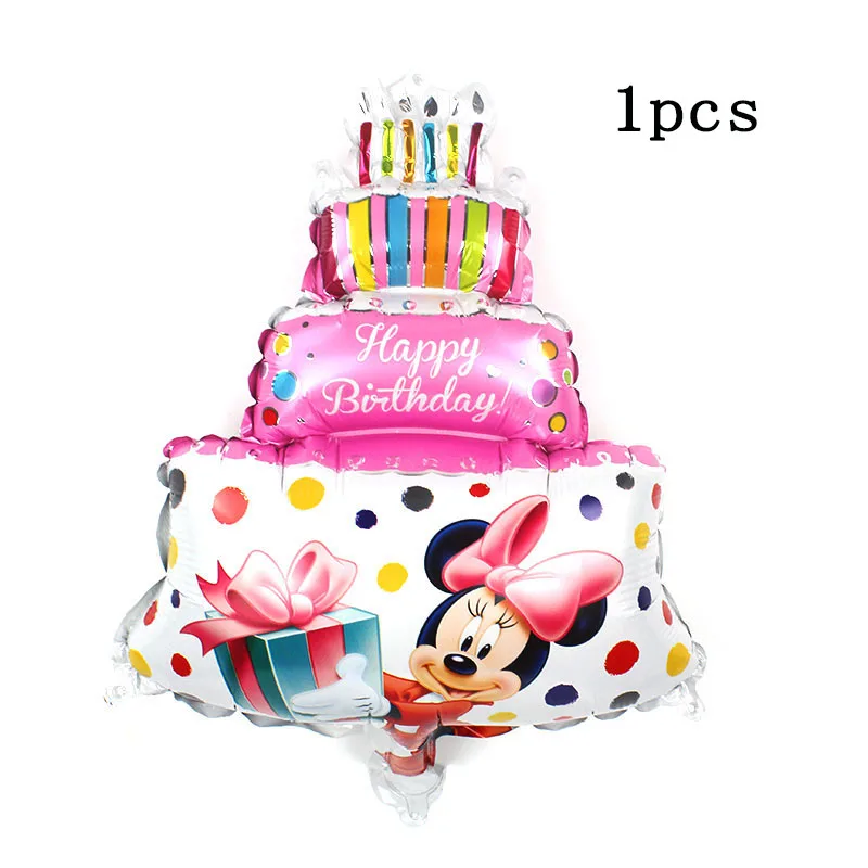 mini pink minniecake Минни Микки День рождения в виде торта праздничные шары украшения для взрослых 18 день рождения украшения красные/черные буквы Микки латексные шары - Цвет: mini pink minniecake