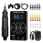 Набор для тату-машинки Power ful, блок питания, роторная ручка с картриджами, иглы для перманентного макияжа, микроблейдинга бровей