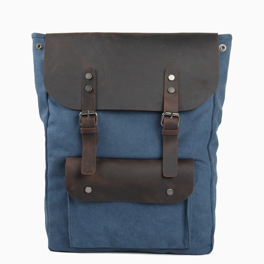 

Hot New Multifunction Fashion Men Backpack Vintage Canvas Backpack Leather School Bag Neutral Portable Wearproof Travel Bag