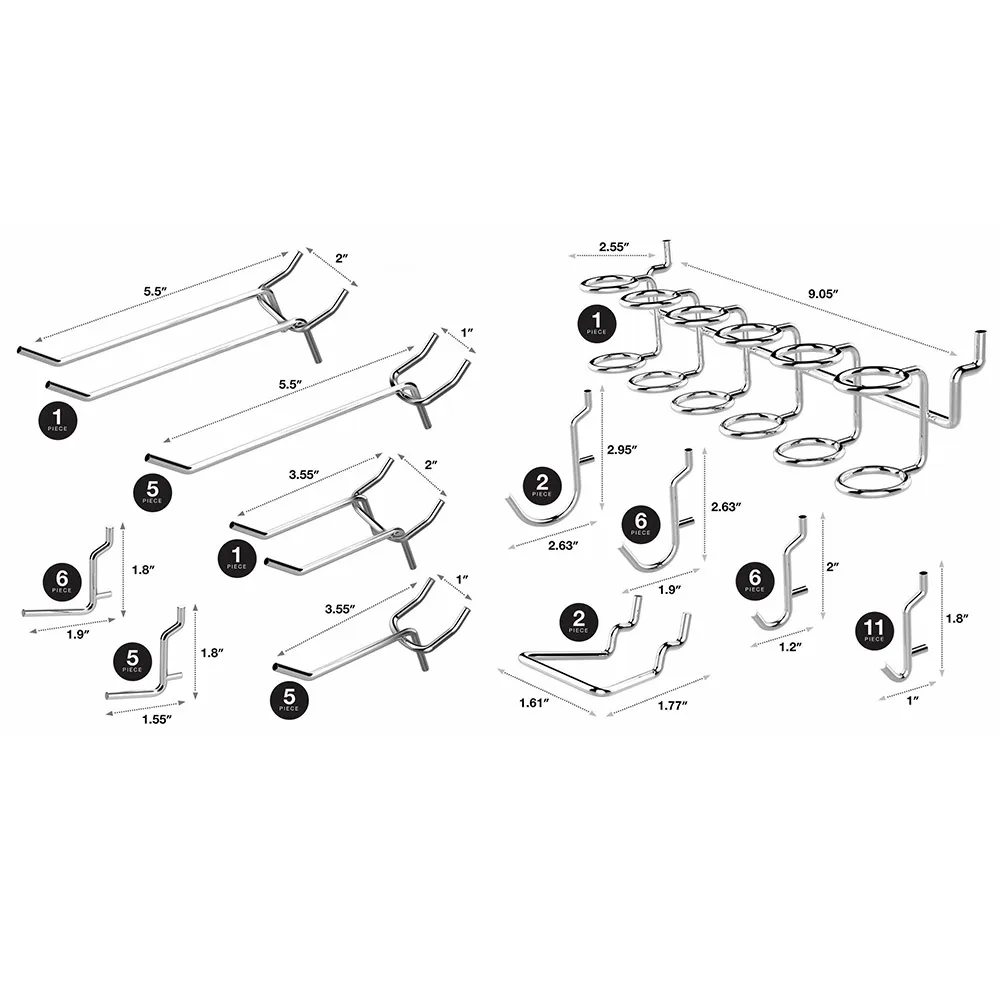 

New 50 PCS Pegboard Hooks Assortment Kit Perforated Peg Boards Organizing Tools Industrial Hardware Organizer Accessories Set