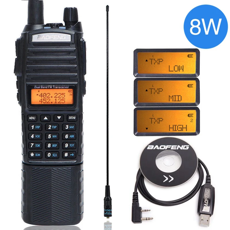 3800 mah battery Baofeng UV-82 8 Вт мощная рация uv82 Двухдиапазонная+ NA-771 антенна+ программный кабель 10 км дальность действия UV 82 для охоты и пеших прогулок - Цвет: 3800 mah battery