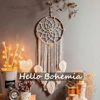 bohemian chic macrame wall hanging tapestry mandala moon dreamcatcher wall decor boho woven knitted tapestries home decoration