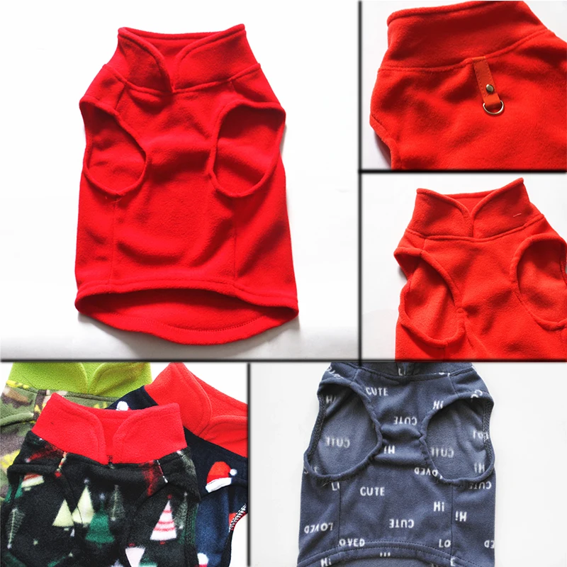 Однотонная флисовая куртка для питомцев С D образными кольцами пальто Йорков