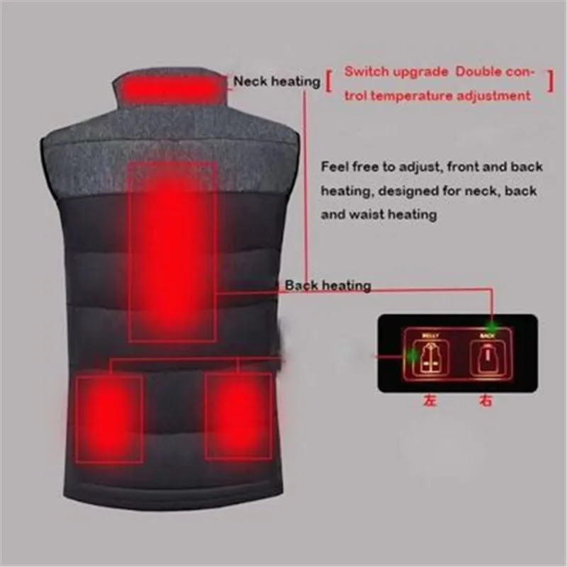 USB жилет с подогревом wo мужской/мужской зимнее пальто без рукавов теплая куртка