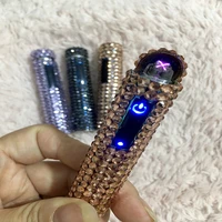 high end ladies lighter rhinestone touch screen usb lighter diamond luxury rechargeable cigarette lighter windproof mute gift